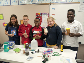   Calvary Christian Academy fifth grade students learn about the components of an emergency kit