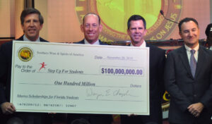 Southern Wine’s historic $100 million contribution to the Florida Tax Credit Scholarship program. The donation will help Step Up For Students fund 17,000 scholarships for children from low-income families. The presentation took place at PenTab Academy in Miami Gardens, where Southern Wine also donated more than 500 books.